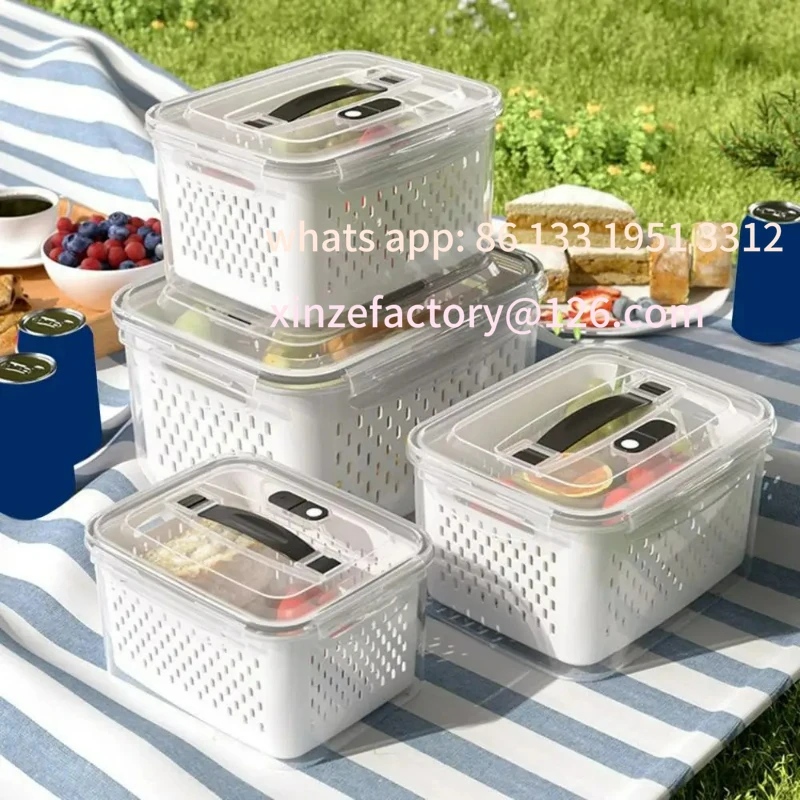 

Customizable 3/4/5Pcs Food Grade Container with Transparent Lid Food Storage Box Large Capacity Double-Layer