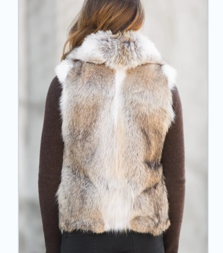 سترة نسائية من فراء الأرانب الحقيقي، فرو سميك دافئ جدًا وعصريًا في الشتاء
