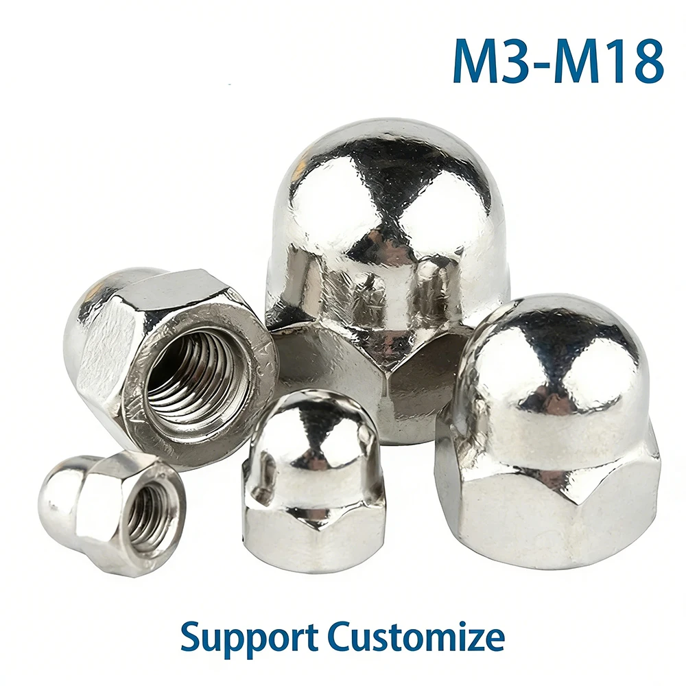 1-50Pcs M3 M4 M5 M6- M18 Acorn Cap Nut 304/201 Stainless Steel Decorative Dome Cap Nuts Blind Nuts Support Customize
