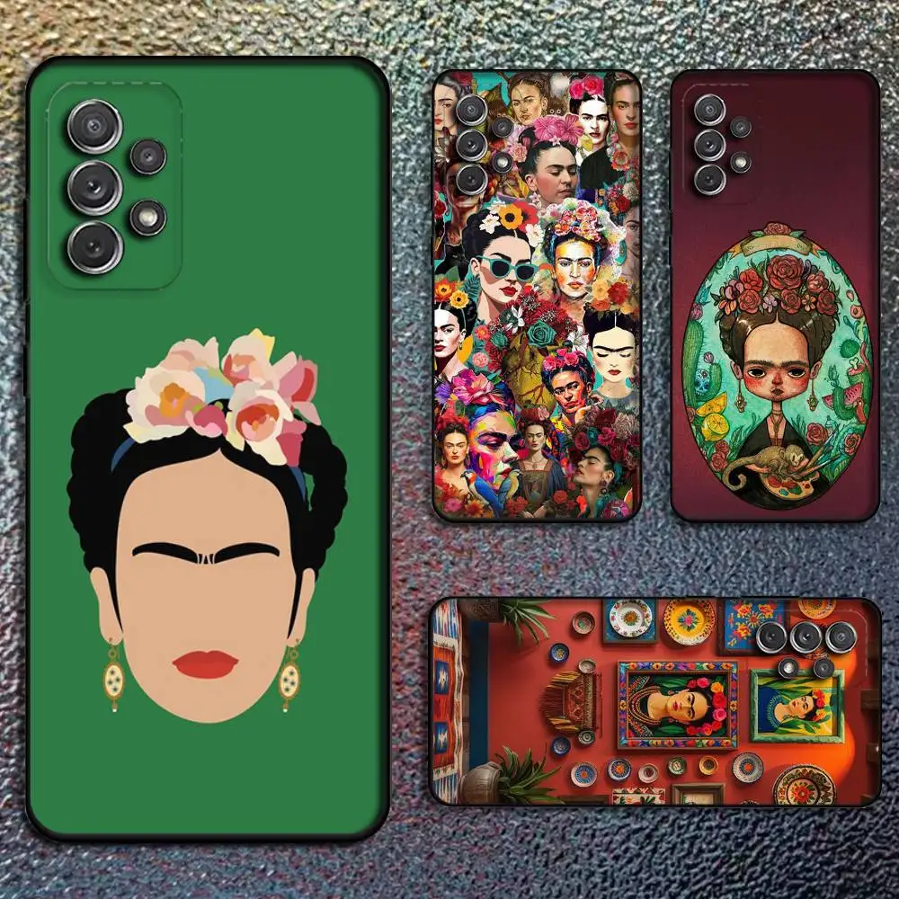 

F-Frida-s K-Kahlo-g Art For Samsung S 25,24,23,22,30,21,10,9,Ultra,Plus,Lite,FE,4,5G Phone Case Black Soft Case