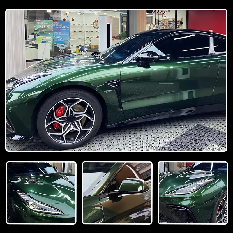 

152cm*18M High Glossy Metallic Midnight Green Sticker Car Wrap Vinyl Film with Air Release Self Adhesive Decal Wrapping