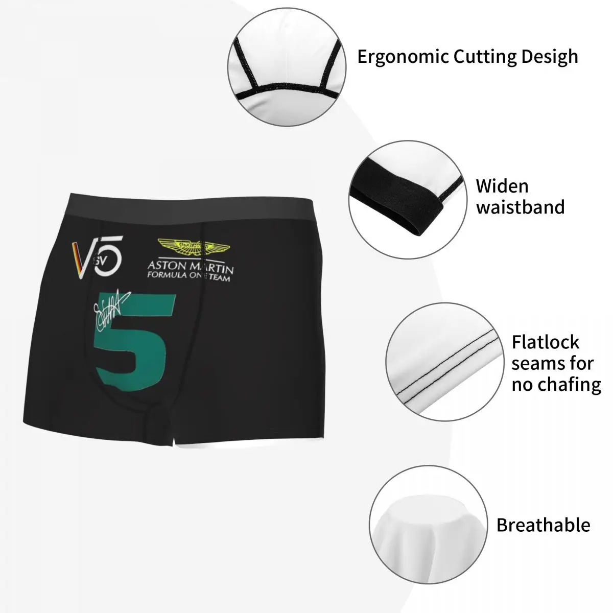 Sebastian vettel 5asmt f1 Herren Boxershorts Boxershorts hoch atmungsaktive Unterhosen hochwertige Drucks horts Geschenk idee