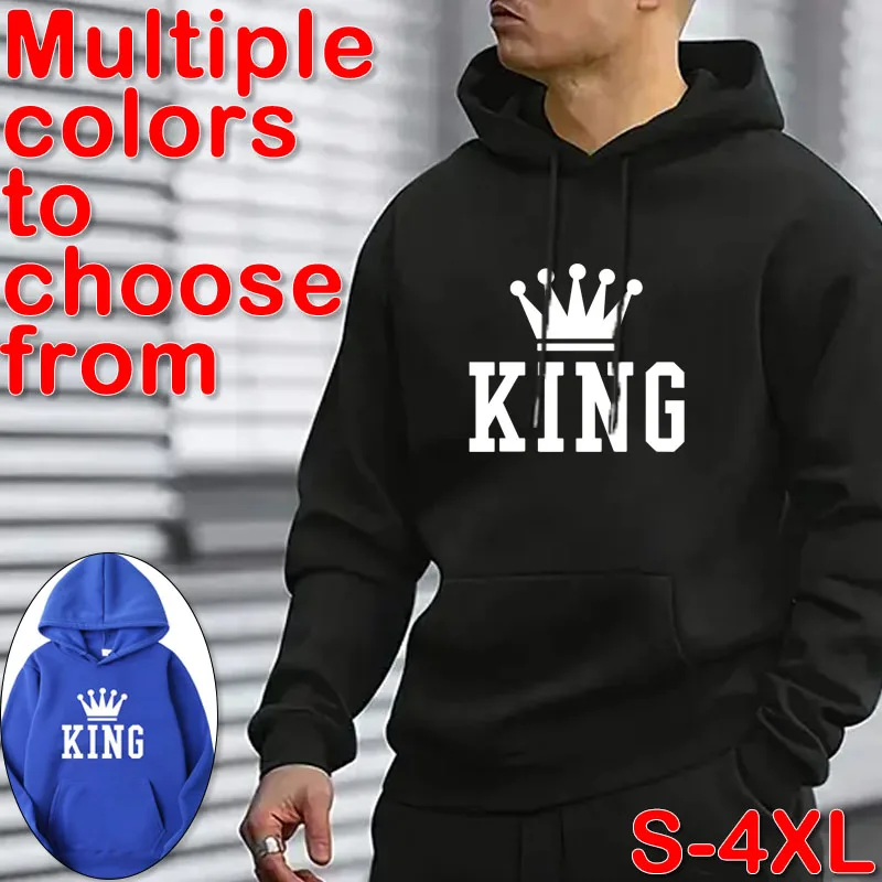 

Fashion printed pullover hoodie with long sleeves and pockets, men's casual sports hoodie top, size reference size chart