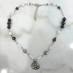cute grunge style trendy swirl necklace handmade star y2k