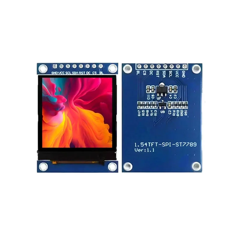 

1,54-дюймовый модуль IPS LCD TFT-дисплея — цветной экран HD 240x240, драйвер ST7789, 4-проводной интерфейс SPI