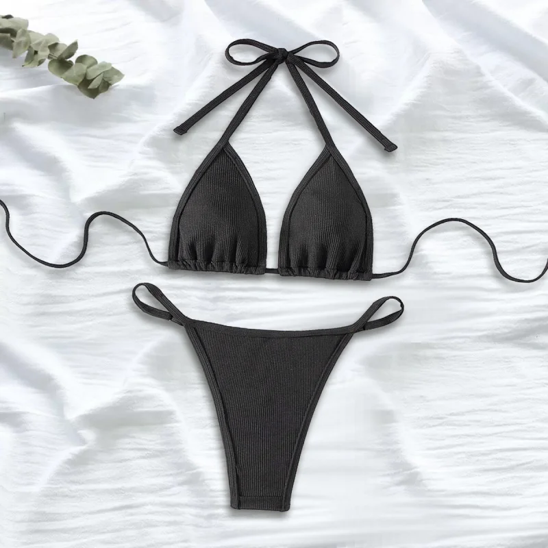 نمط جديد قطعتين ملابس السباحة النسائية بيكيني مثلث حقيبة الملحقات مثلث سلسلة الزينة