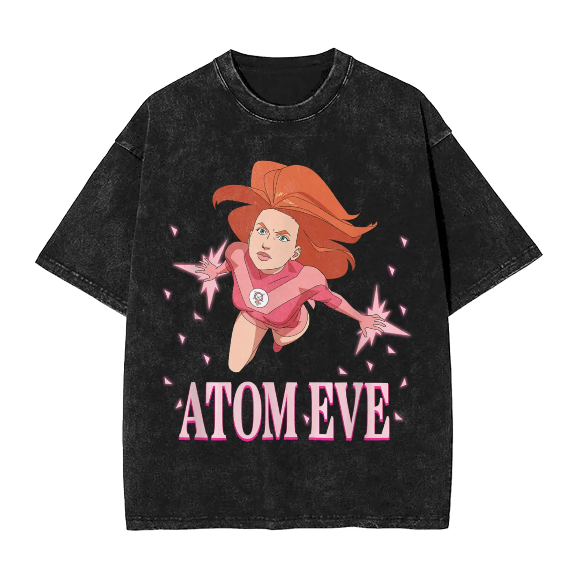 Mens T-Shirt Invincible Atom Eve Flying Heroic Washed T-Shirts Summer Tees Aesthetic Simple Cotton Tops Birthday Present