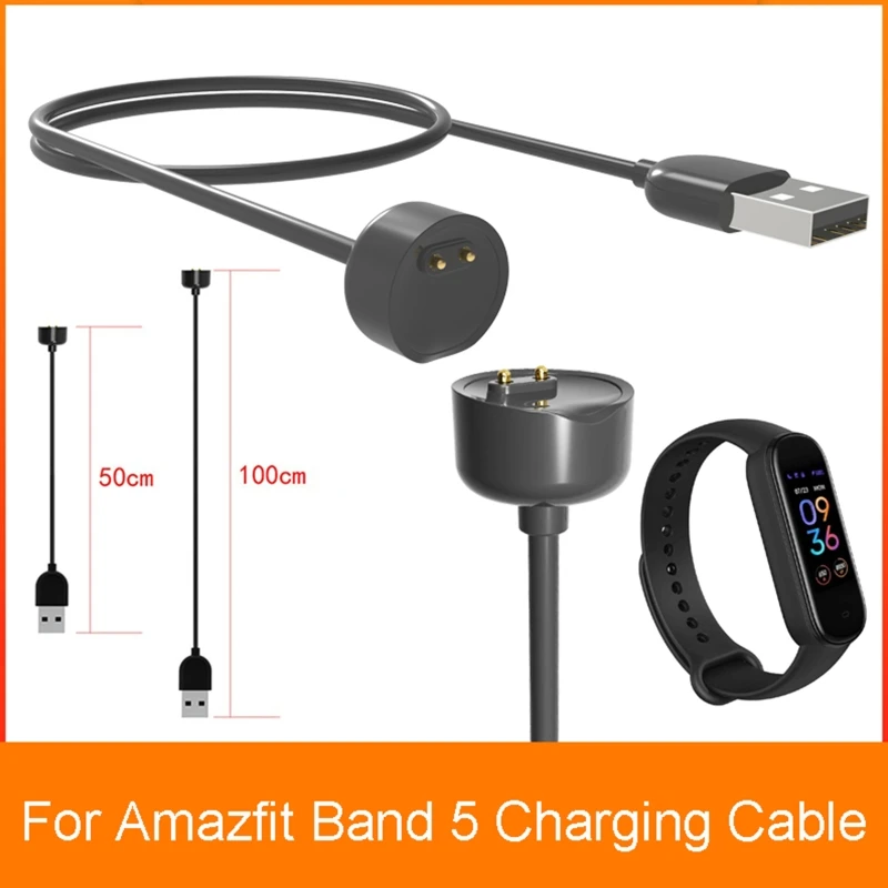 محول الطاقة المغناطيسي شاحن مهد حامل قفص الاتهام قاعدة ل Amazfit الفرقة 5 ساعة ذكية المحمولة USB كابل شحن سريع