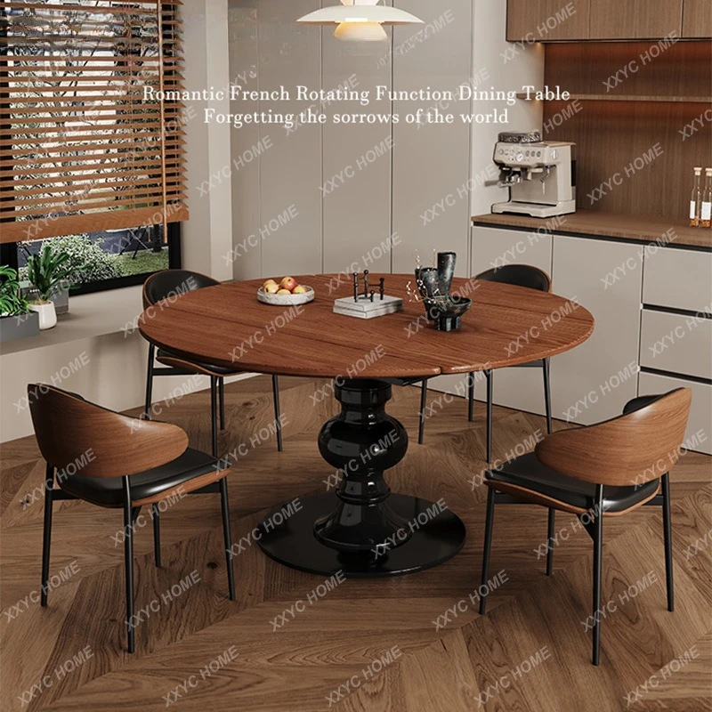 DD Medieval style round table retractable new solid wood dining table variable round table retro style