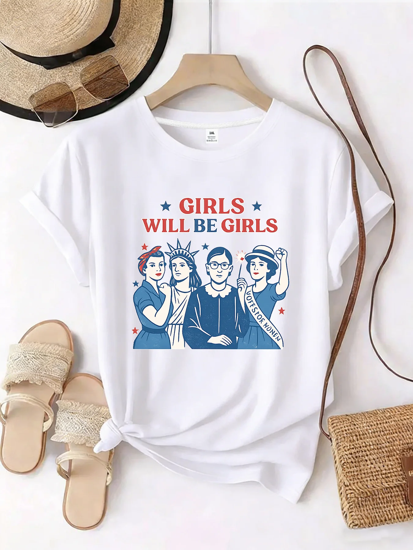 

【WZM101394】Little girl printed plus size women's round neck summer casual short sleeved street fashion versatile T-shirt