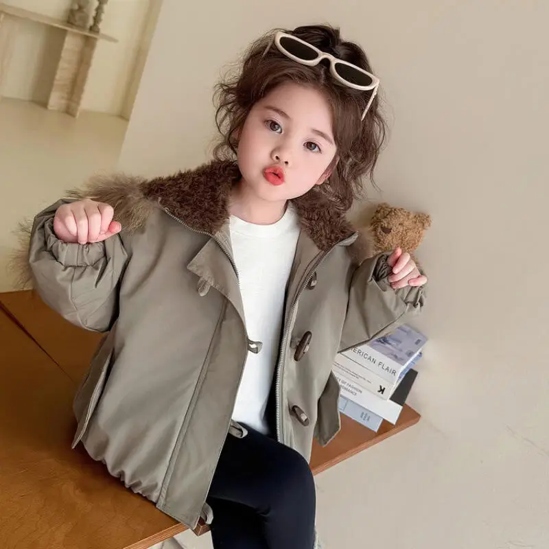 Hot Girl Thicken Coat Cotton-Padded Jacket Autumn Winter Tops Jacket Child Keep Warm Kawaii Fashion New Style Casual Clothing