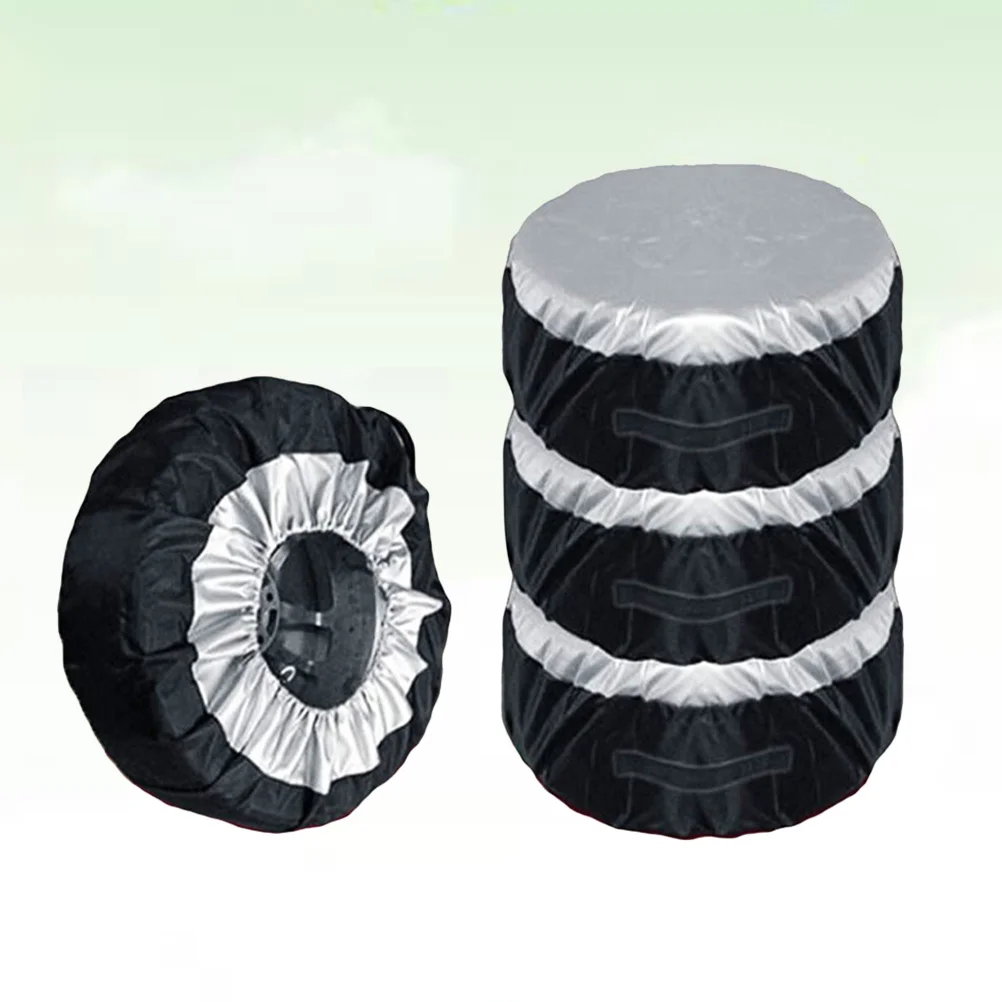 

4Pcs Car Wheel Tire Cover 65Cm Spare Tire Protector High Density Oxford Fabric Weatherproof Scratch Resistant Portable Storage
