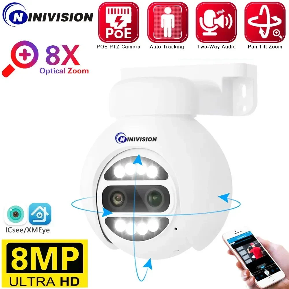 

8X PTZ Zoom Outdoor Wireless 8MP 4K 4MP PTZ POE IP Camera Home Security CCTV Video Surveillance Camera Pan Tilt SD Card Slot XM