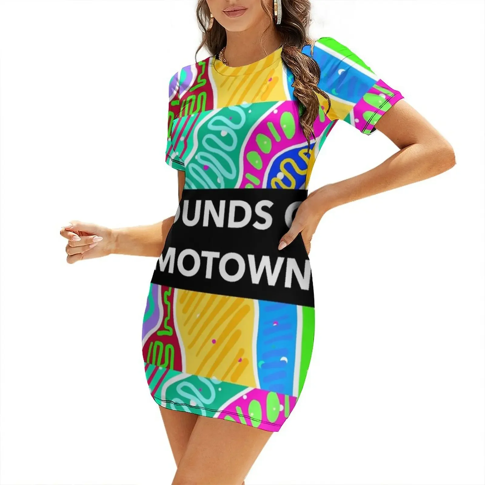 

sounds of motown Short-Sleeved Dress wedding guest dress 2025 elegant chic women dresses promotion bandage dress