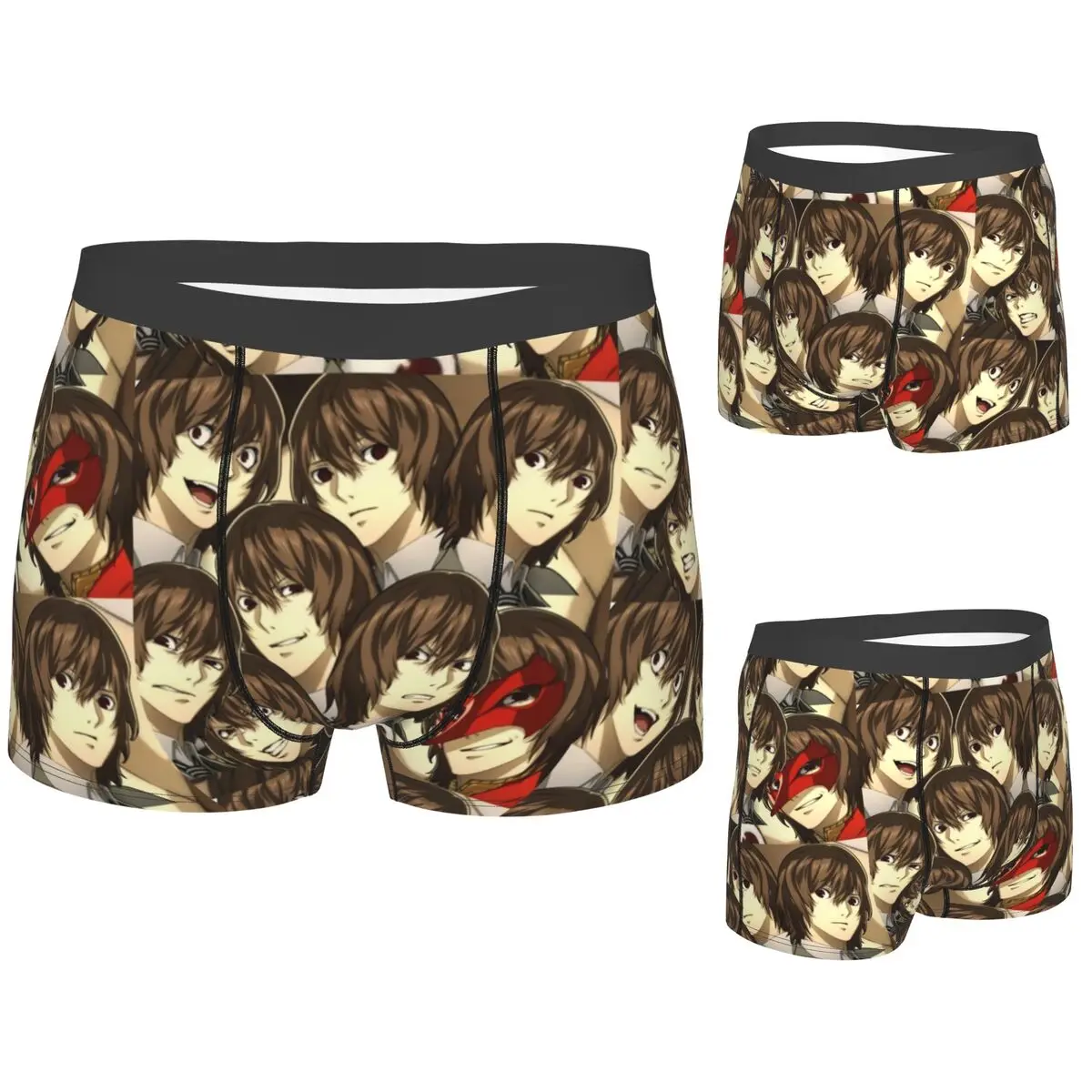

Трусы-боксеры, шорты с множеством лица Goro Akechi, мужские дышащие трусы для Homme, мужские подарки бойфренду
