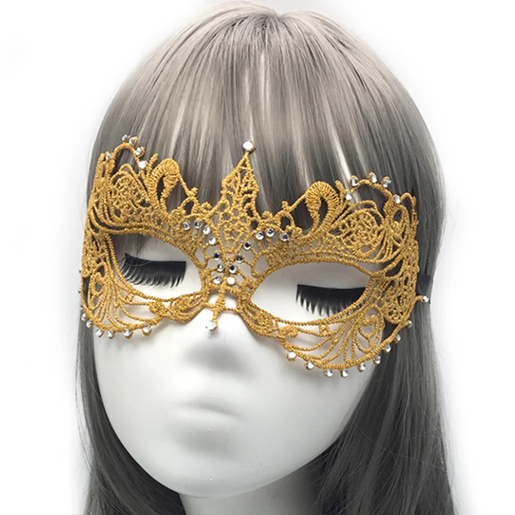 

Lace Mask Rhinestone Masquerade Ball Masks Halloween Cosplay Carnival Party Lightweight Elastic Comfortable Women Girls Photo