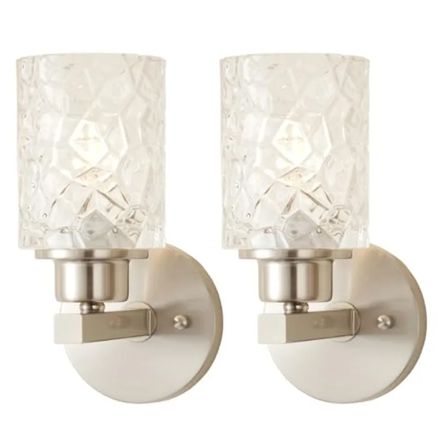 

Brushed Nickel Wall Sconce Set of Two, Farmhouse Bathroom Wall Lamp, Modern Wall ing for Living Room Bedroom Hallway AL908-W-P