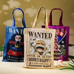 Borsa a tracolla in tela stampata con animazione One Piece Rufy Sauron Borsa tote per studenti personalizzata alla moda Borsa in tela per lo shopping