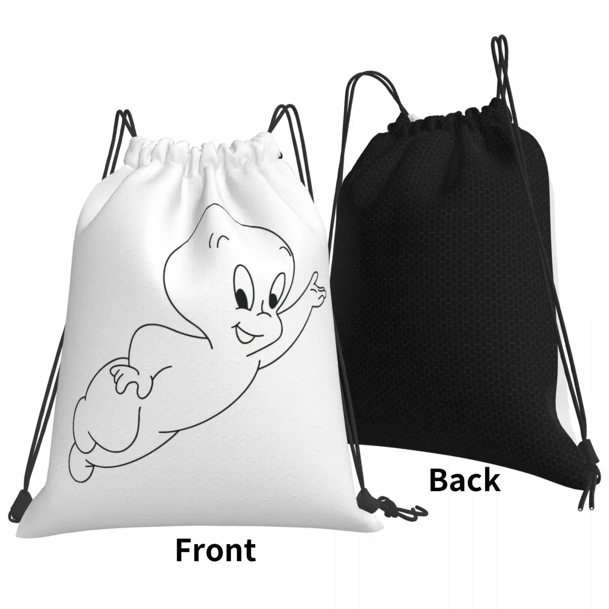 Casper The Friendly Ghost 90s Backpacks Casual Drawstring Bags Sports Bag Book Bags for Man Woman School