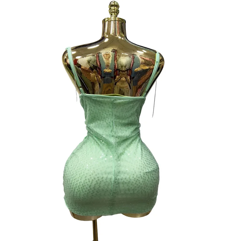 Nuovo Sexy Slash Neck Lucido Vestito Da Partito A Pieghe 2022 di Modo Delle Donne Elegante Backless Strass Sling Mini Abiti Della Signora Chic Mujer