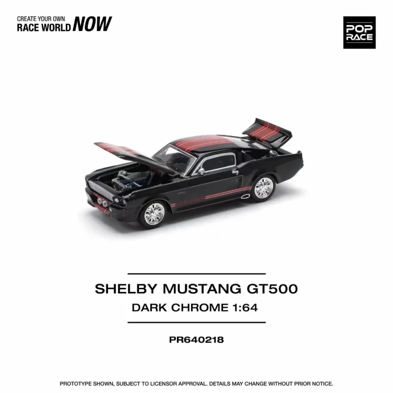 Pre-order *POPRACE 1:64 SHELBY MUSTANG GT500 Electroplated Black Alloy model - shipped in January