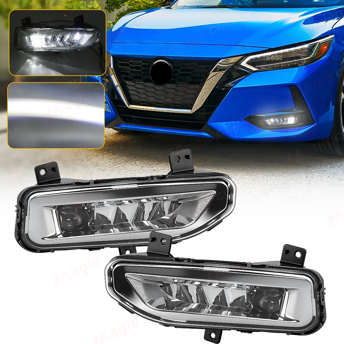 

2 шт. светодиодные противотуманные фары для Nissan Sentra 2020, X-Trail, Rogue, Kicks 2017-2020, Qashqai 2019-2020, дневные ходовые огни