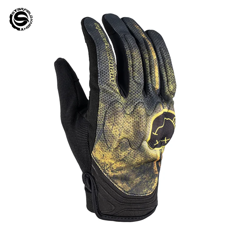 

SFK Black-yellow Motorcycle Gloves Full Finger Riding Gears Accessories Anti-slip Wear-resistant Joint Protection Touch Screen