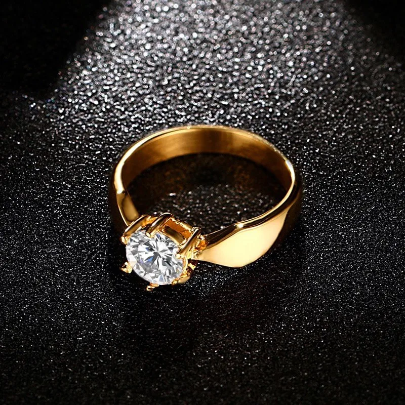 Meaeguet Ladies Prong Setting CZ Engagement Rings Wedding Bands For Women Gold Color