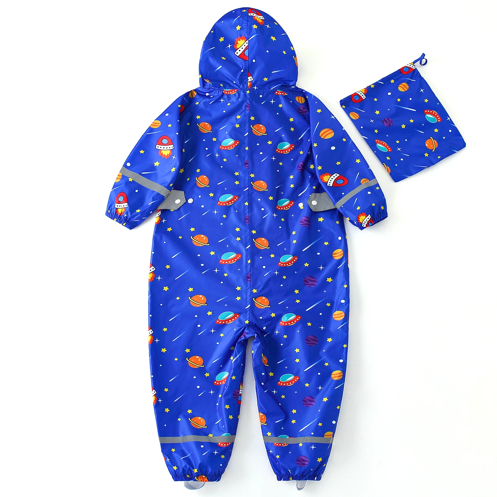 LPATTERN Kids Rain Suit Hoodie Waterproof Baby Boys Girls Cartoon Print Jumpsuits One-Piece Raincoat Children\'s Rainwear