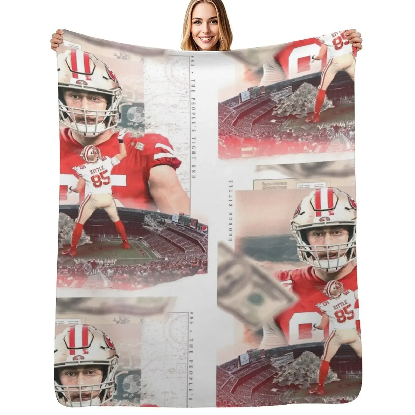 

George Kittle Throw Blanket Cute Plaid Sofas Camping Blanket