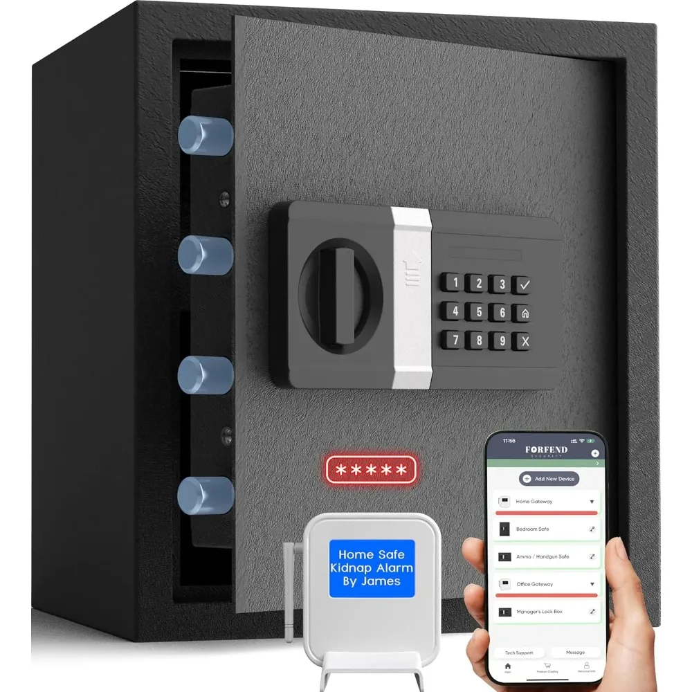 Smart App Alarm Safe Box Voice Command Anti Pry Tamper Proof Depository Drop Storage Custom For Shop Home Cash Valuables