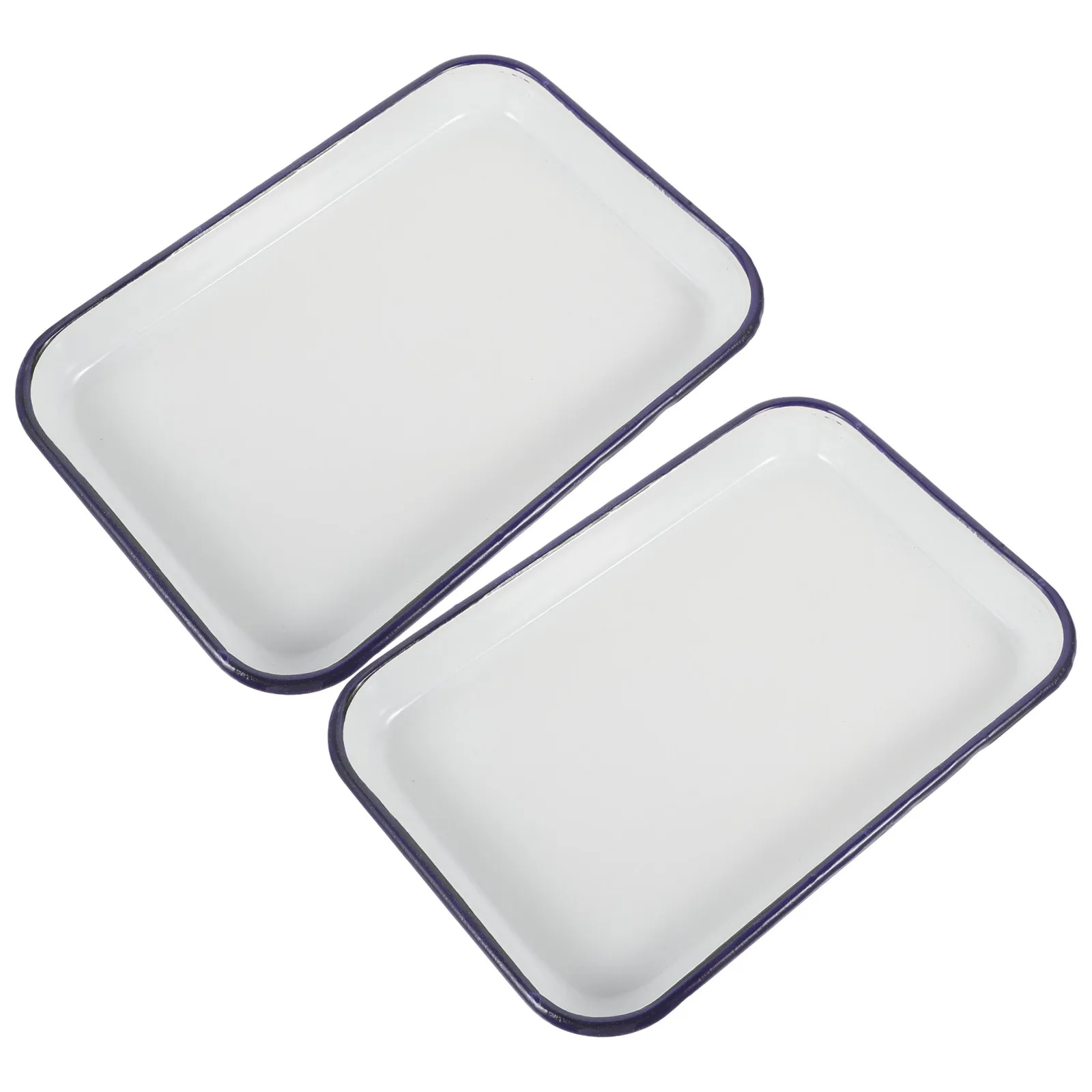 2Pcs Enamel Rectangular Roasting Baking Pan Set Scratch Resistant Oven Safe Dishwasher Friendly Bakeware for Home Kitchen