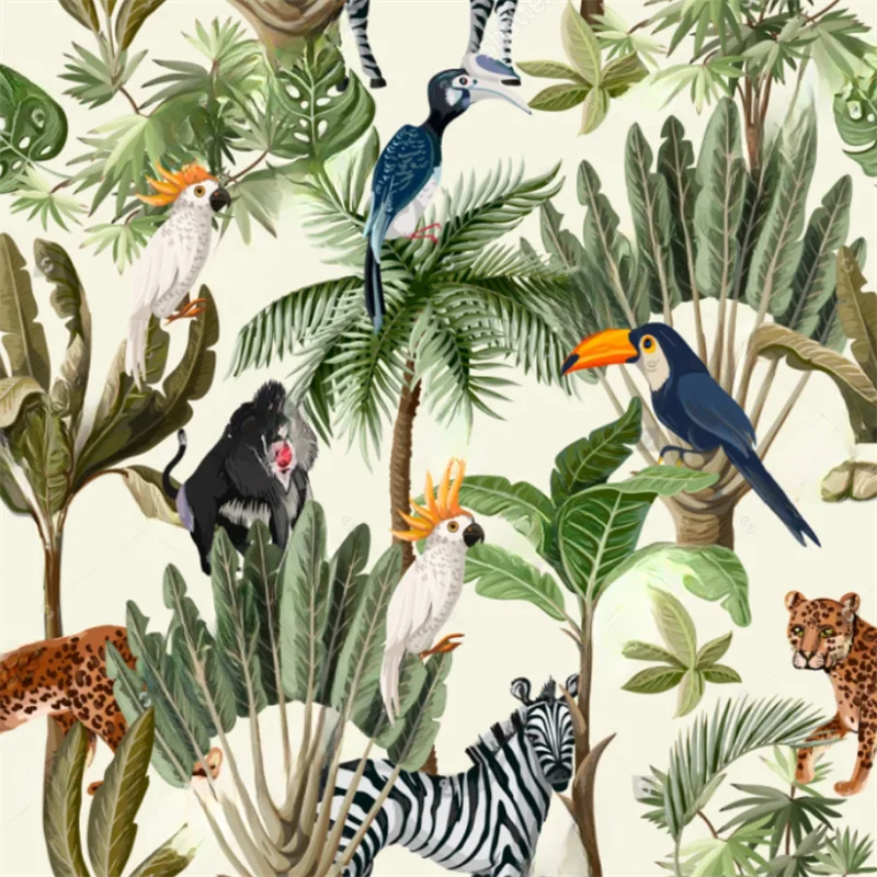 

custom Southeast Asia Tropical Plant Animal bird wallpaper for bedroom TV background mural wall papers decoration