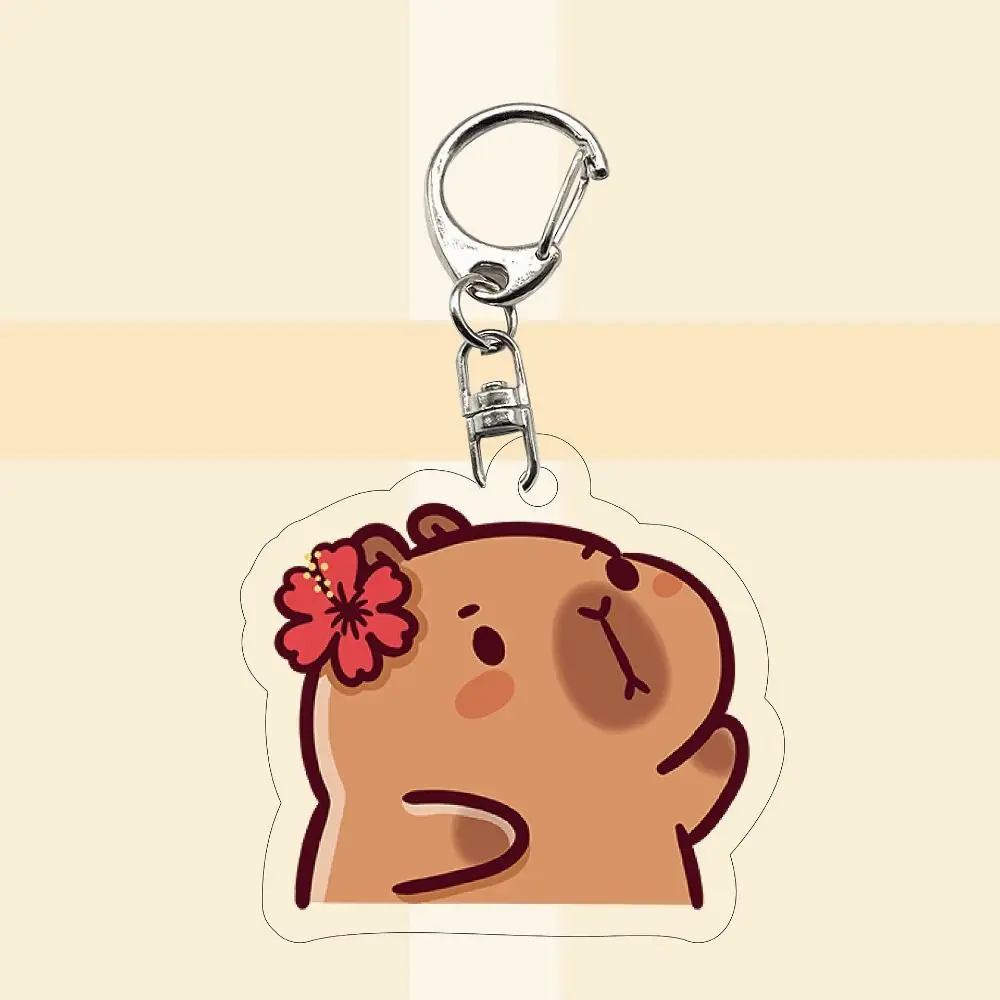 

Cute Cartoon Capybara Keychain Creative Funny Acrylic Kapibara Pendant Keyring Bag Car Key Hanging Ornament for Unisex