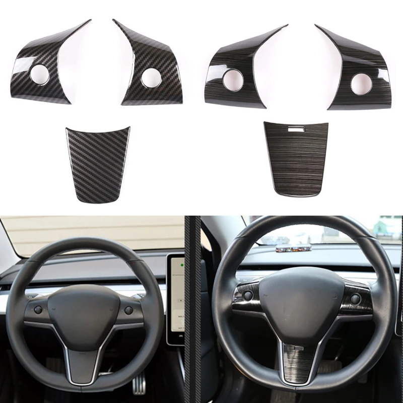 

Для Tesla Model 3 отделка из углеродного волокна рулевое колесо декоративная рамка литье наклейка полоса крышка ABS 2017-2019 аксессуары