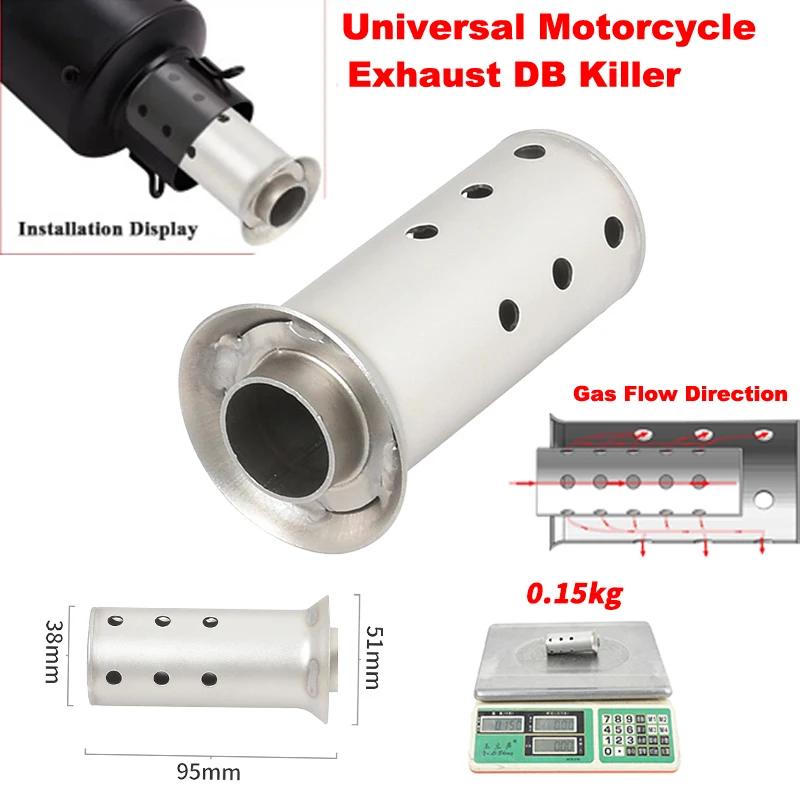 

Universal Motorcycle 51mm 60mm 63mm Exhaust Escape Systesm Silencer Muffler Link Pipe Enhance DB Killer Eliminate Reduce Noise