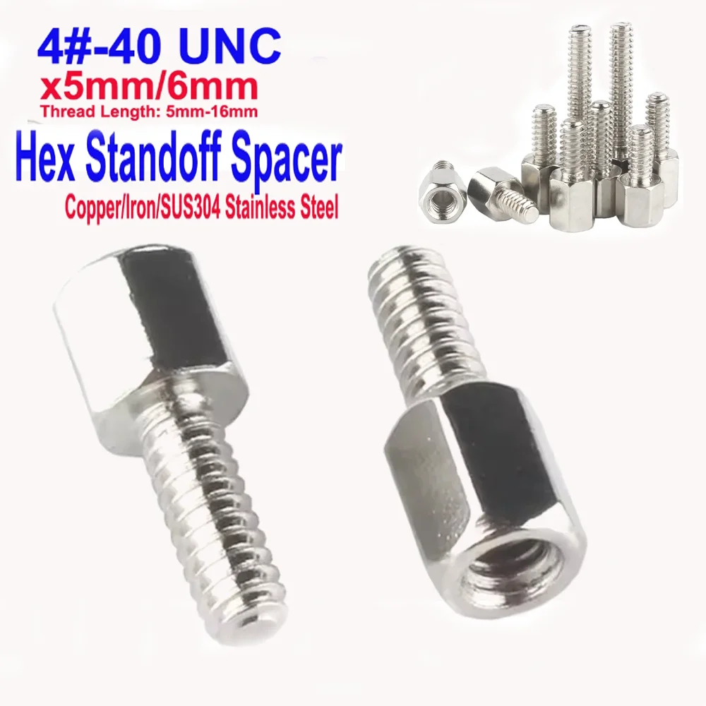 

4#-40 Copper / Iron Nickel Plated / 304 Stainless Steel Hex Standoff Male-Female Spacer Jackscrew for PCB Board
