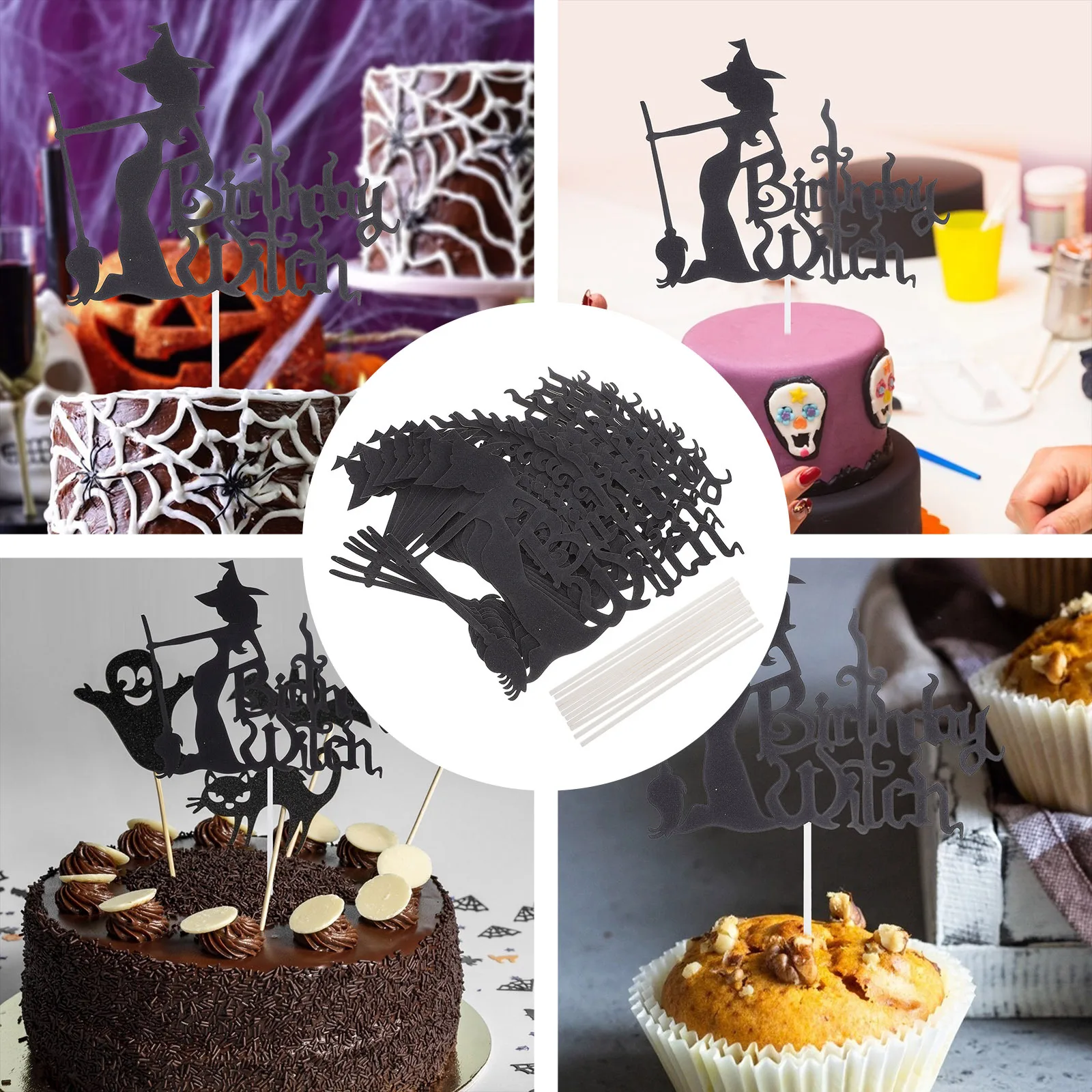 

20Pcs Cake Decoration Picks Halloween Themed Party Cupcake Dessert Topper Creative Food Safe Lightweight Cake Decor