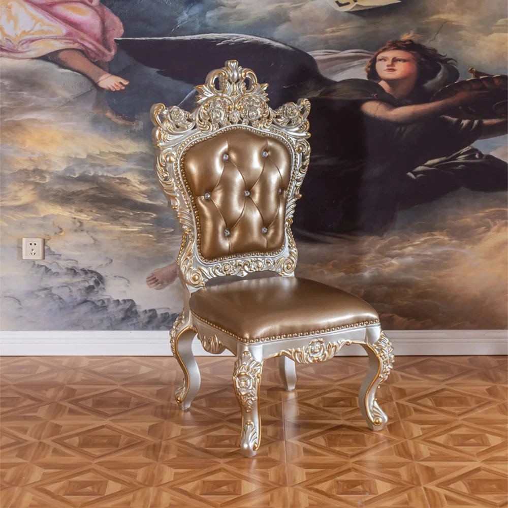 !@High End Customized Luxury Dining Room Furniture Dinner Set Royal Rotating Round Marble Dining Table Set 6 Chairs view 2