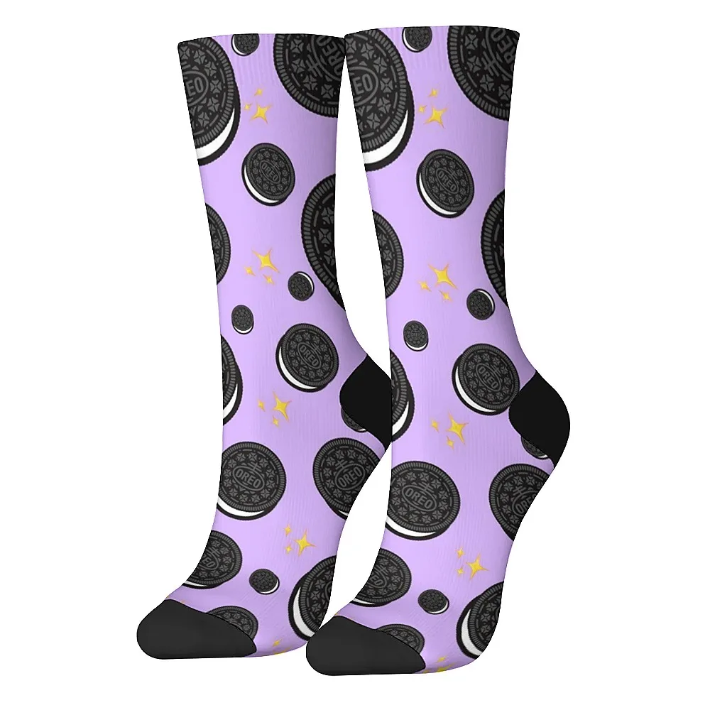 Calcetines de tubo medio para hombre con galleta de chocolate, interesantes calcetines de tripulación, calcetines suaves y cómodos, deportes de tendencia casual de hip hop, regalo ideal.