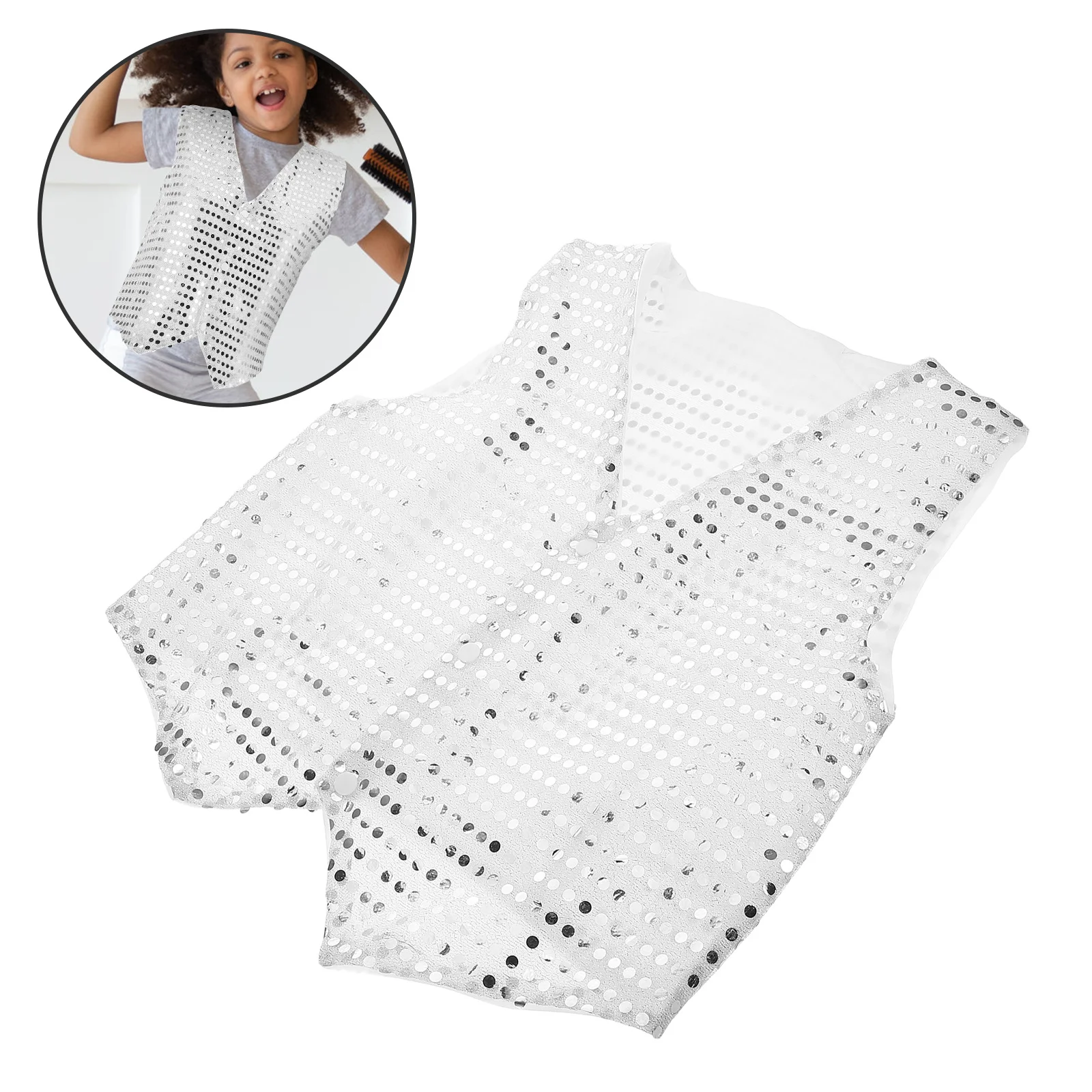 

Shiny Dance Vest for Disco Party Outfit Glitter Sequin Waistcoat Lightweight Costume for Jazz Routine Stage Performance