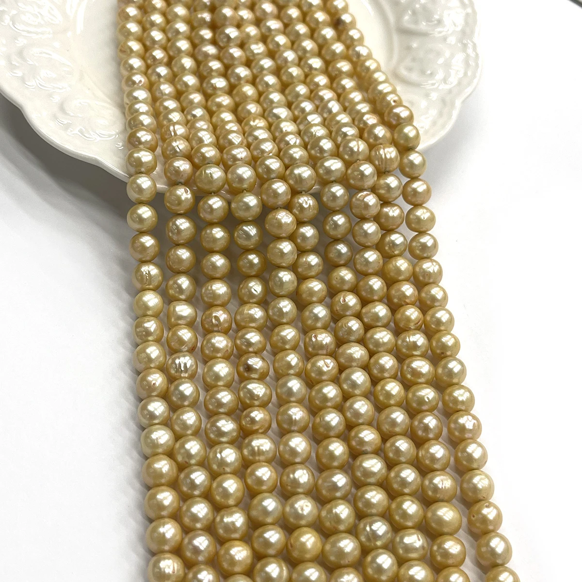 8-9mm Dyed Gold Near Round Nat - огляд і ціна Freshwater Cultured Pearl Necklace 8-9Mm