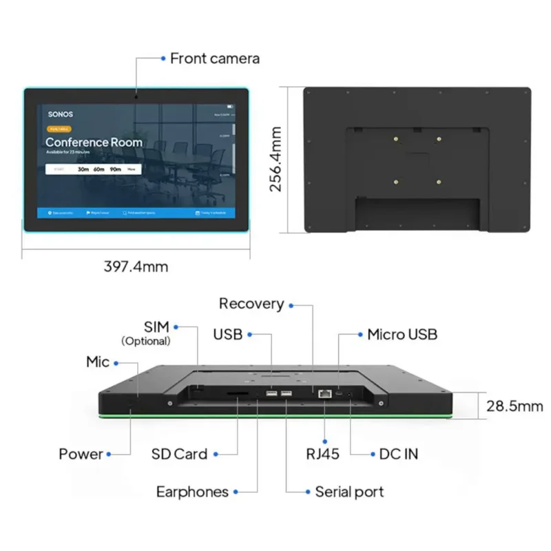 Imagem -05 - Suspensão de Parede 156 Polegadas Android Access Control Tablet com Barra de Luz Led 2k Touch Screen Meeting Book System Poe Nfc Leitor Rfid