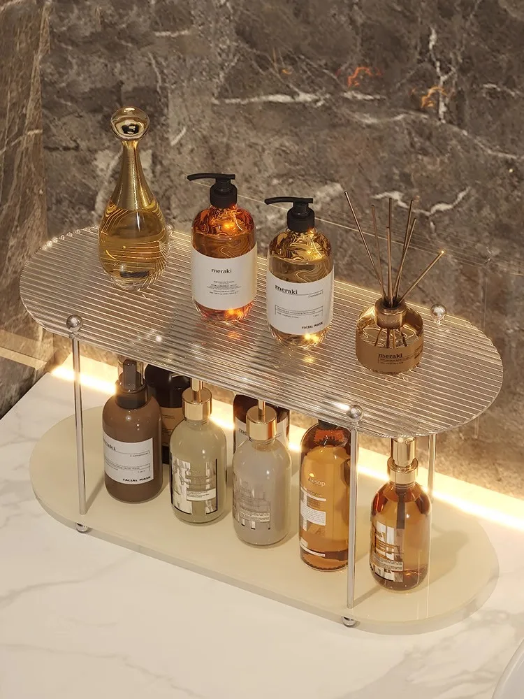 European Style Modern Light luxury Home Use Bathroom Acrylic Storage Rack Cosmetics Lotion bottle Multi-layer Placement Rack