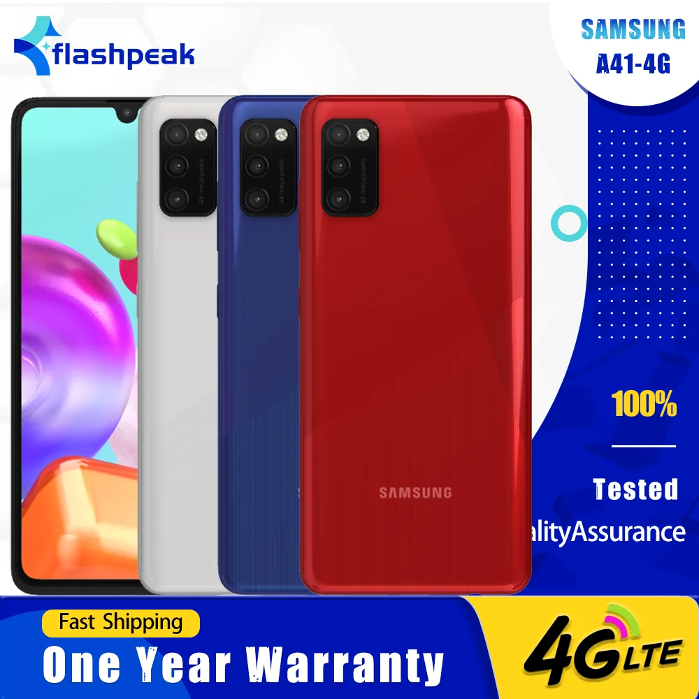 Original Samsung Galaxy A41 A415F 4G teléfono móvil Dual SIM 6,1 "4GB RAM 64GB ROM 48MP + 8MP + 5MP + 25MP Octa Core Android teléfono inteligente