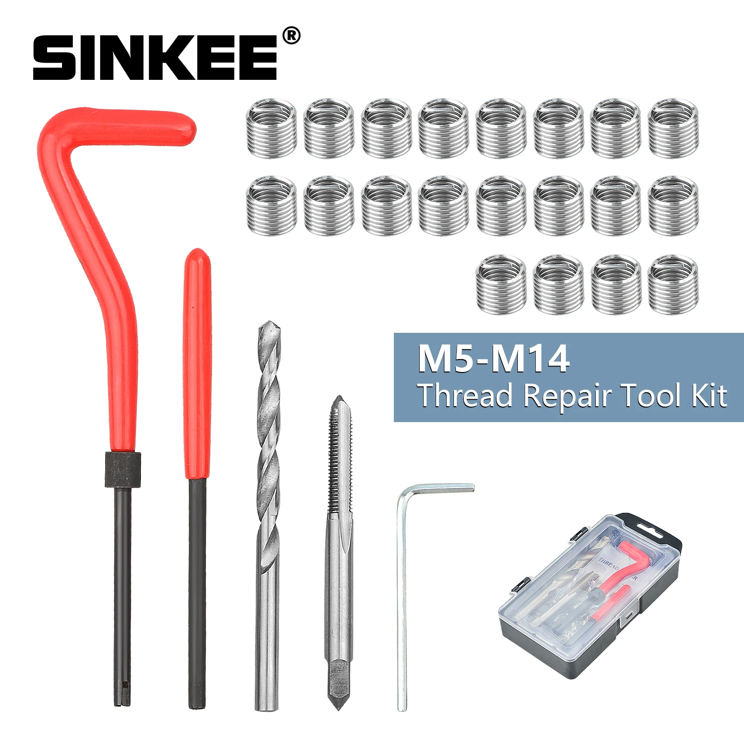 Thread Repair Insert Tool M5 M6 M7 M8 M10 M12 M14 For Restoring Damaged Recoil Threads Spanner Wrench Twist Drill Bit Kit