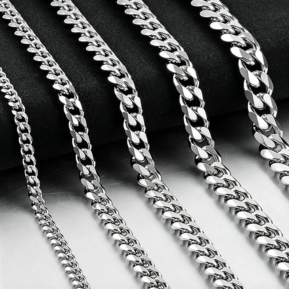 Hip Hop Kubanische Kette Halskette Rock Edelstahl Grundlegende Kette Männer Halskette Einfache Halskette Für Frauen Fashion Party Schmuck