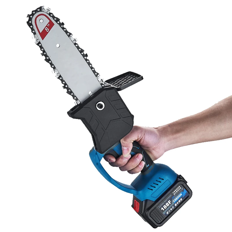 New Model 8 Inch Portable 2 X Lithium Battery Cordless Man Roll For Wood Chain Non-slip Handle 8 Inch Cordless Electric Chainsaw