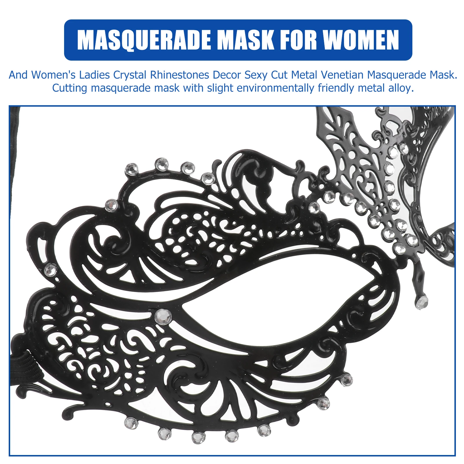 

Women'S Crystal Decor Cut Black Durable Alloy For Halloween Costume Ball Wedding Carnival Party Event Masquerade