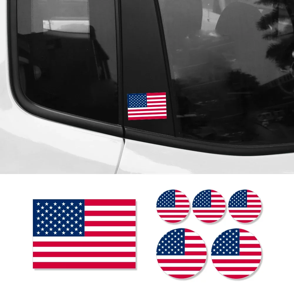 Creative Car Sticker American Flag Square Circular Flag Series Stickers Auto Body Window Car Styling Exterior Decor Accessories